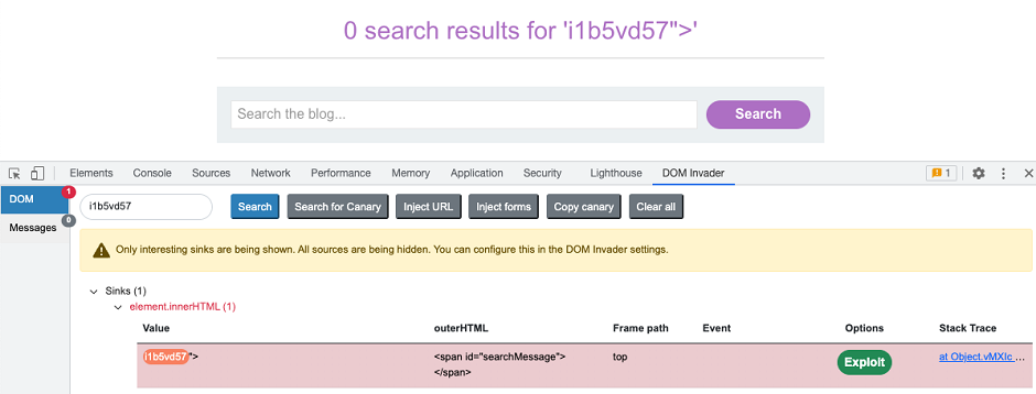 Brauzer DevTools uchun DOM Invader yorlig'i