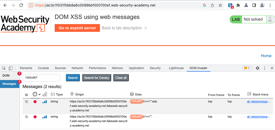DOM Invader bilan web xabarlarni testlash