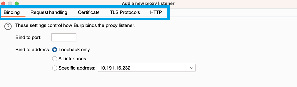 Proxy listener sozlamalari